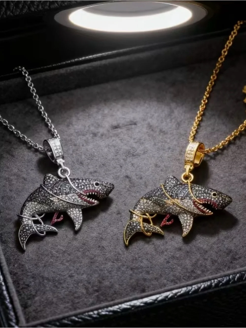 NWT Gold and Silver Shark Pendant Necklace - Fashion Jewelry, Statement Necklace